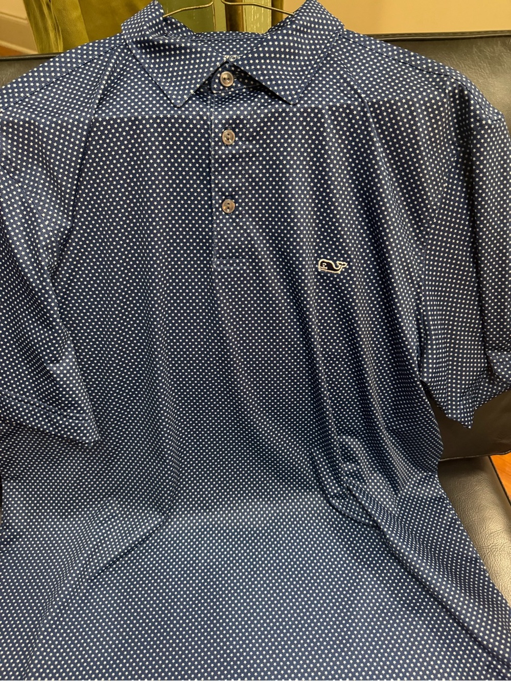 Vineyard Vines Navy Blue Micro Dot Polo
